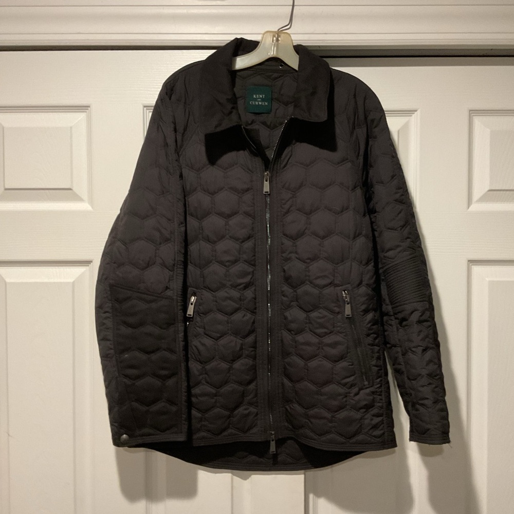 Kent and Curwen Men’s Black Quilted Full Zip Lined Puffer Coat Jacket sz XL